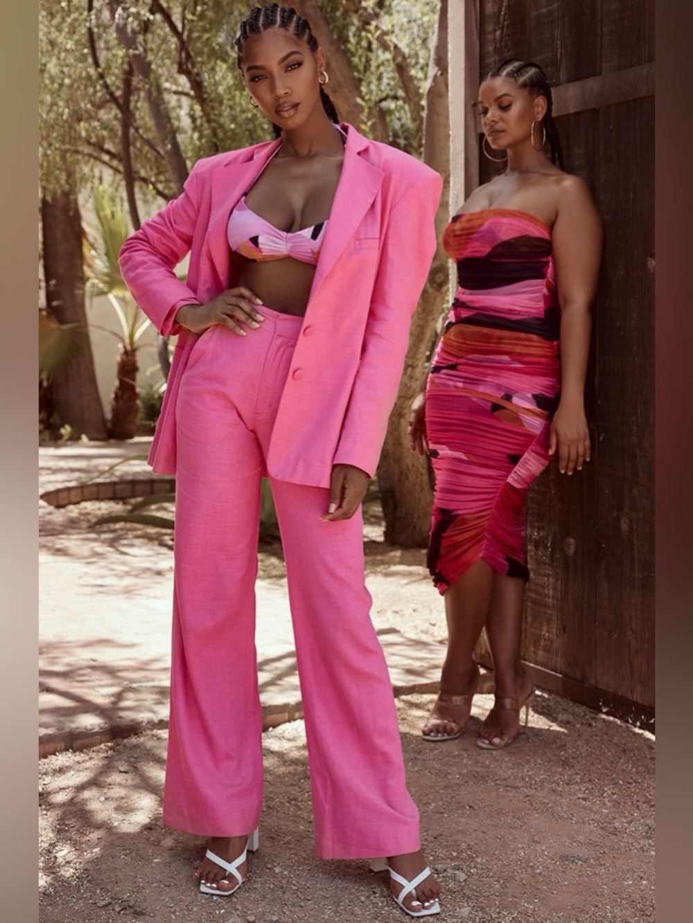 House of CB ANDREIA Pink Linen Blend Trousers - Picture 4 of 5